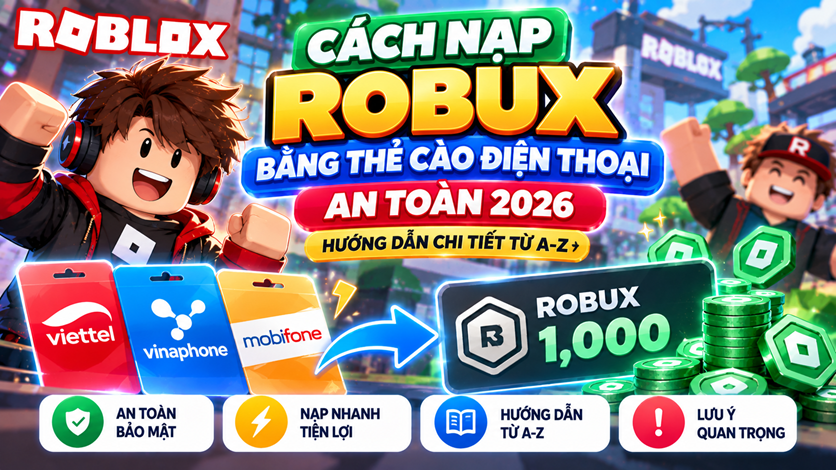 Cách nạp Robux bằng thẻ cào điện thoại an toàn 2026 – Hướng dẫn chi tiết từ A-Z